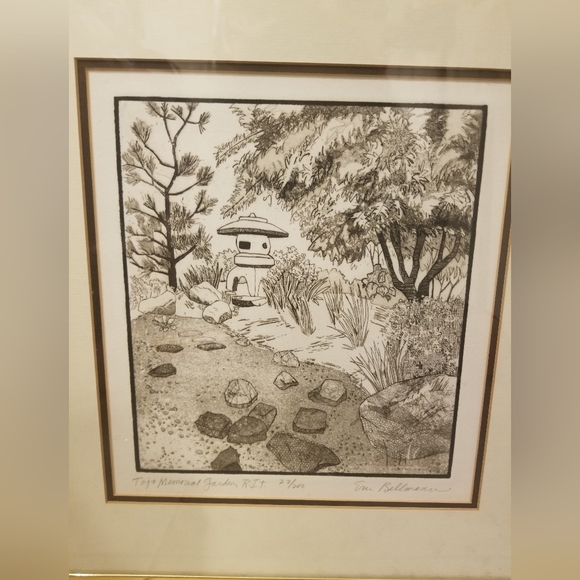 Eric Bellmann pencil signed Tojo Memorial Garden RIT 22/200 etching print framed - Picture 2 of 11